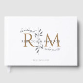 Elegant Wedding Gold Botanical Monogram Gästebuch (Vorderseite)