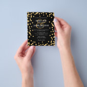 Elegant Wedding Gold Glitzer Confetti Black Flyer (Gruppe)