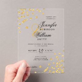 Elegant Wedding Gold Glitzer Confetti Themed Acryleinladungen