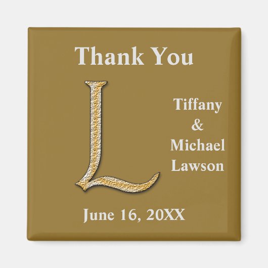Elegant Wedding Gold Silver Letter L Monogram Magnet (Vorne)