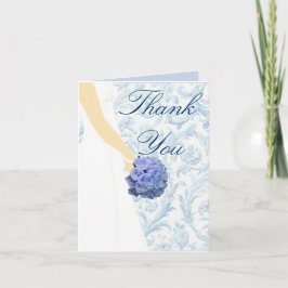Elegant Wedding Gown Blue Dankeschön Card Dankeskarte