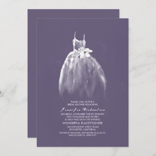 Elegant Wedding Gown Bridal Dusche Einladungen (Vorne/Hinten)