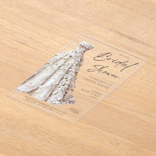Elegant Wedding Gown Bridal Shower Invitation Acryleinladungen (Ablage )