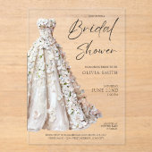 Elegant Wedding Gown Bridal Shower Invitation Acryleinladungen (Vorderseite)
