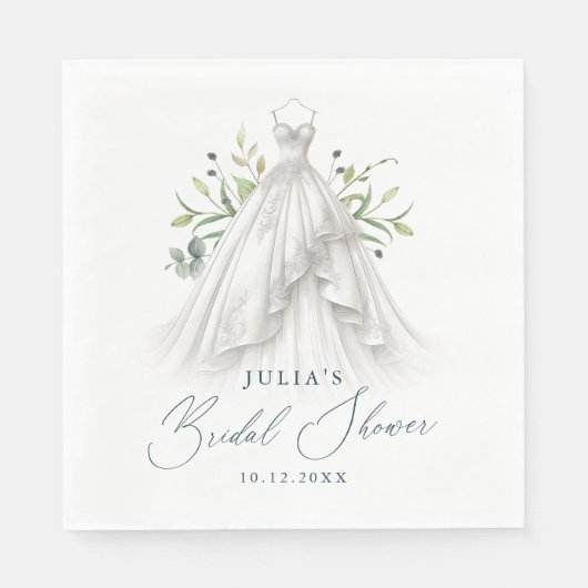 Elegant Wedding Gown Greenery Serviette (Vorderseite)