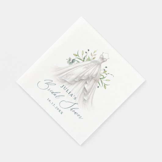 Elegant Wedding Gown Greenery Serviette (Ecke)