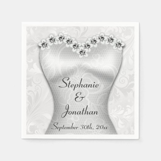 Elegant Wedding Gown Serviettes Serviette (Vorderseite)