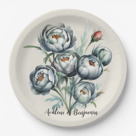 Elegant Wedding Green und Gray Bouquet Pappteller