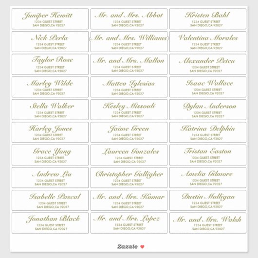 Elegant Wedding Guest Address Labels (Blatt)