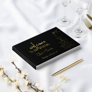 Elegant Wedding Guest Book Champagne Turm schwarz Gästebuch