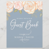 Elegant Wedding Guest Book Sign Dusty Blue Flyer (Vorne)