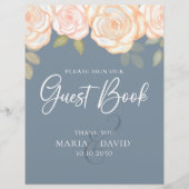 Elegant Wedding Guest Book Sign Dusty Blue Flyer (Vorne)