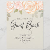 Elegant Wedding Guest Book Sign Floral Sage Flyer (Vorne)