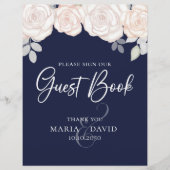 Elegant Wedding Guest Book Sign Navy Blue Flyer (Vorne)