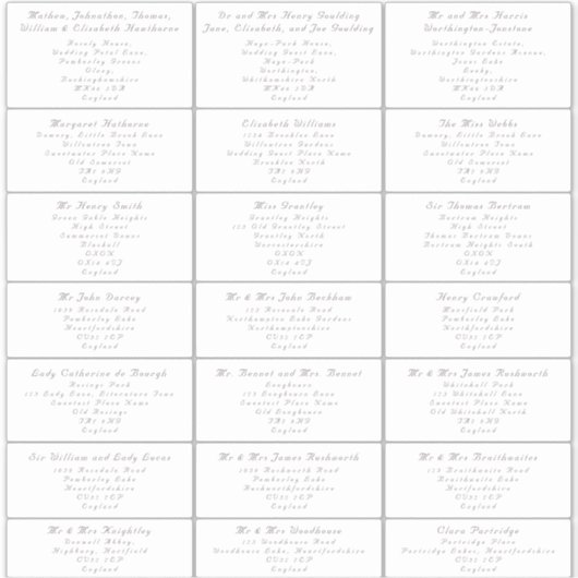 Elegant Wedding Guest Long Address Labels (Vorderseite)