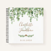 Elegant Wedding Guestbook Greenery Gold Eucalyptus Notizblock (Vorderseite)