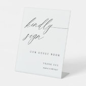 Elegant Wedding Guestbook Sign Modern Calligraphy Sockelschild (Vorderseite)