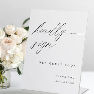 Elegant Wedding Guestbook Sign Modern Calligraphy Sockelschild