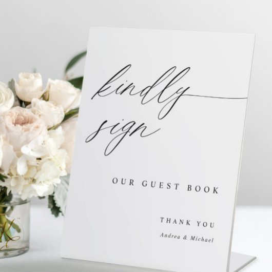 Elegant Wedding Guestbook Sign Modern Calligraphy Sockelschild