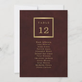 Elegant wedding guests seating chart table number (Vorderseite)