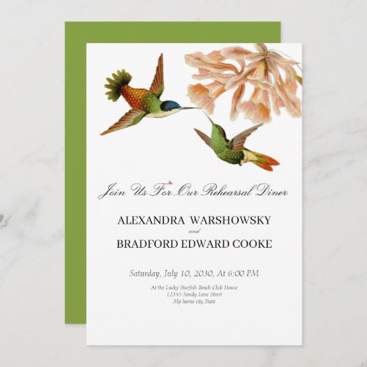 Elegant Wedding Hummingbird Green Blush Pink (Vorne/Hinten)