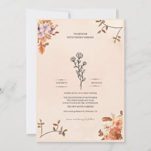 Elegant wedding invitation adorned with roses einladung (Vorderseite)