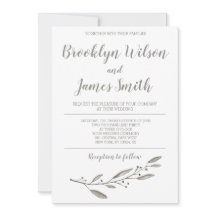 Elegant Wedding Invitation Calligraphy Floral Gray
