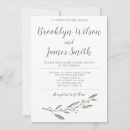 Elegant Wedding Invitation Calligraphy Floral Gray Einladung