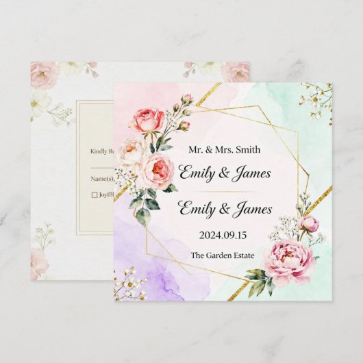 elegant wedding invitation card einladung (Vorne/Hinten)