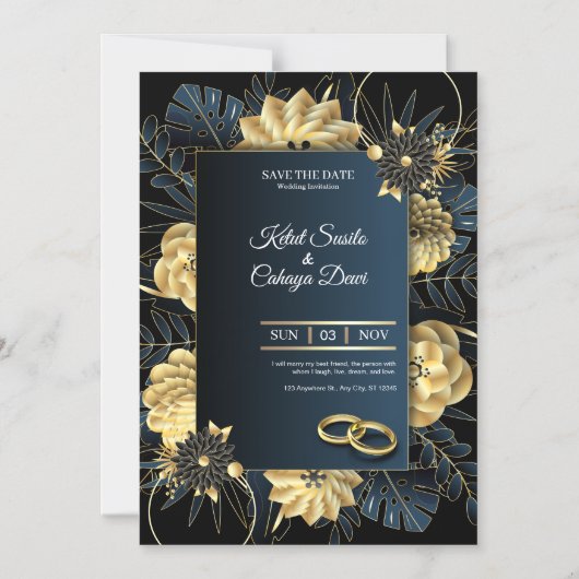 Elegant Wedding Invitation Card Magneteinladung (Vorderseite)