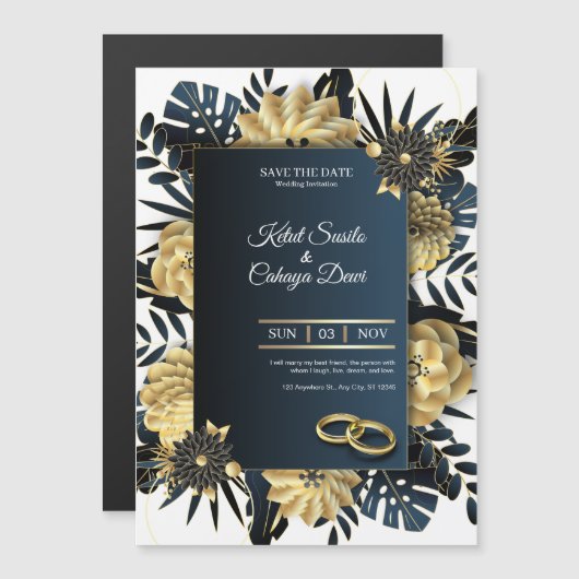 Elegant Wedding Invitation Card Magneteinladung (Vorne/Hinten)