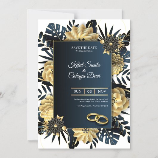 Elegant Wedding Invitation Card Magneteinladung (Vorderseite)