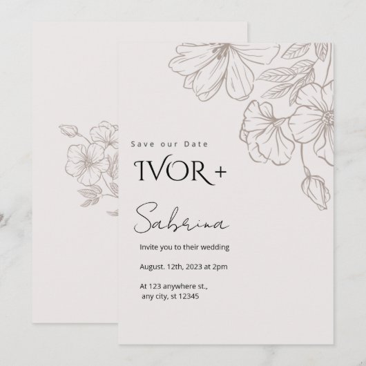 Elegant Wedding Invitation Card TemplateInvitation Einladung (Vorne/Hinten)