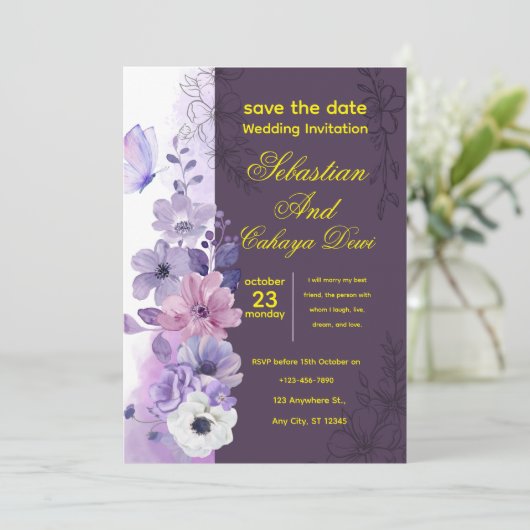 Elegant Wedding Invitation – Classic & Romantic Ce Einladung (Stehend Vorderseite)