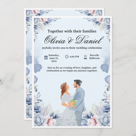 Elegant Wedding Invitation – Customizable & Modern Einladung (Vorne/Hinten)