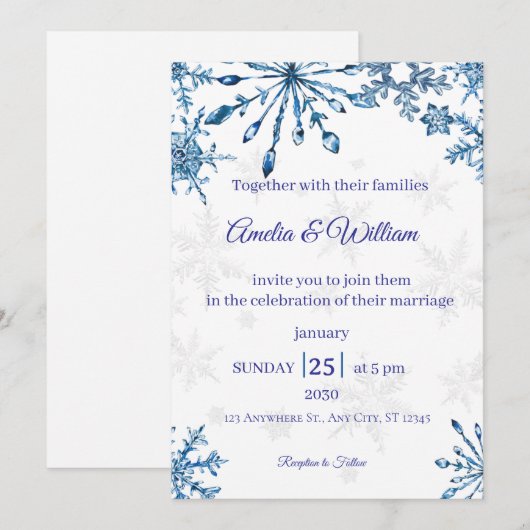 Elegant Wedding Invitation Einladung (Vorne/Hinten)