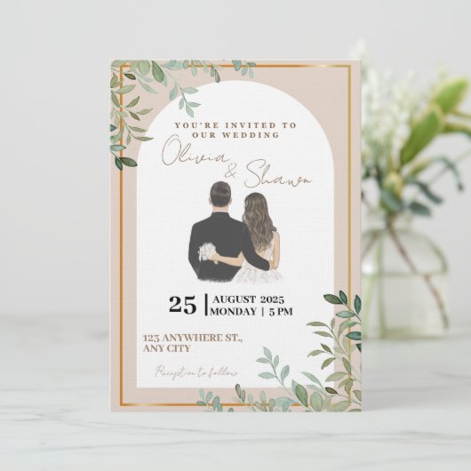 Elegant Wedding Invitation | Modern Romantic Einladung (Stehend Vorderseite)