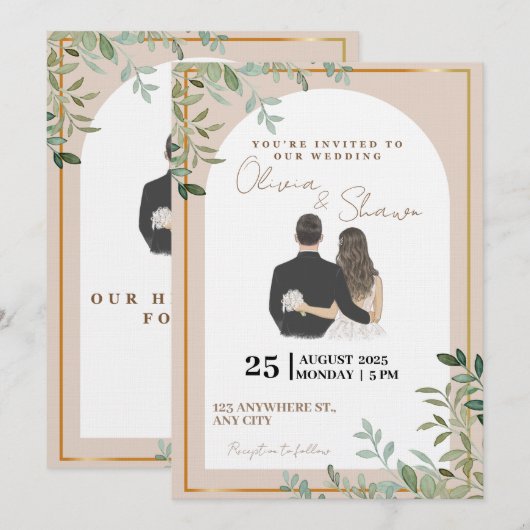 Elegant Wedding Invitation | Modern Romantic  Einladung (Vorne/Hinten)