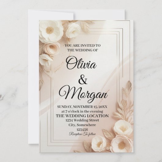 Elegant Wedding Invitation Pampas Grass Flora Einladung (Vorderseite)