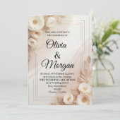 Elegant Wedding Invitation Pampas Grass Flora Einladung (Stehend Vorderseite)