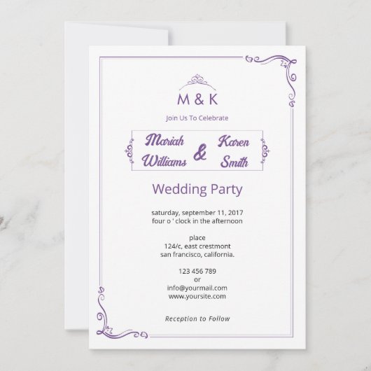 Elegant Wedding Invitation Template Einladung (Vorderseite)