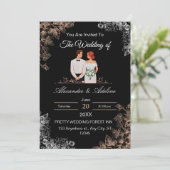 Elegant Wedding Invitation with Dark Floral  Einladung (Stehend Vorderseite)