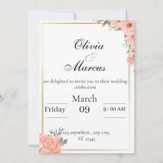 Elegant wedding invitation with gold frame einladung