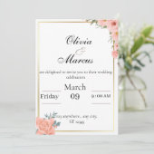 Elegant wedding invitation with  gold frame  einladung (Stehend Vorderseite)