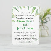 Elegant wedding invitation with green leaves einladung (Stehend Vorderseite)