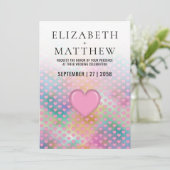 Elegant Wedding Invitation with Pink Heart Ankündigung (Stehend Vorderseite)