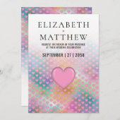 Elegant Wedding Invitation with Pink Heart Ankündigung (Vorne/Hinten)