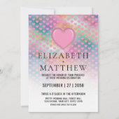 Elegant Wedding Invitation with Pink Heart Ankündigung (Rückseite)