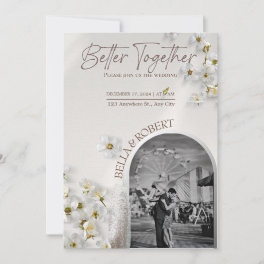 Elegant Wedding Invitation with Silver Glitter Einladung (Vorderseite)