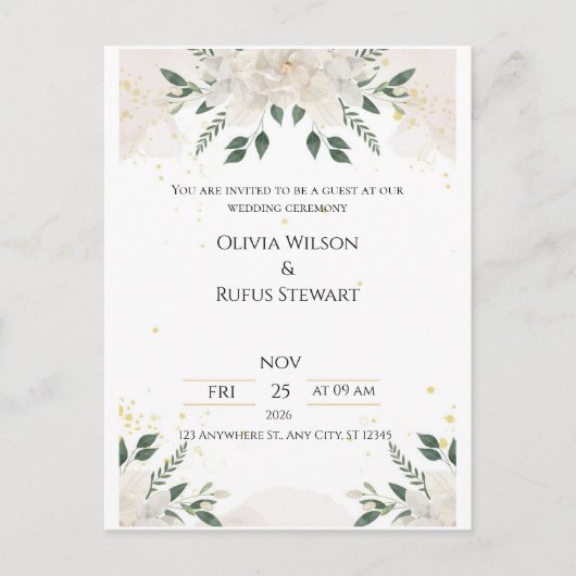Elegant Wedding Invitations – Timeless Love in Eve Postkarte (Vorderseite)